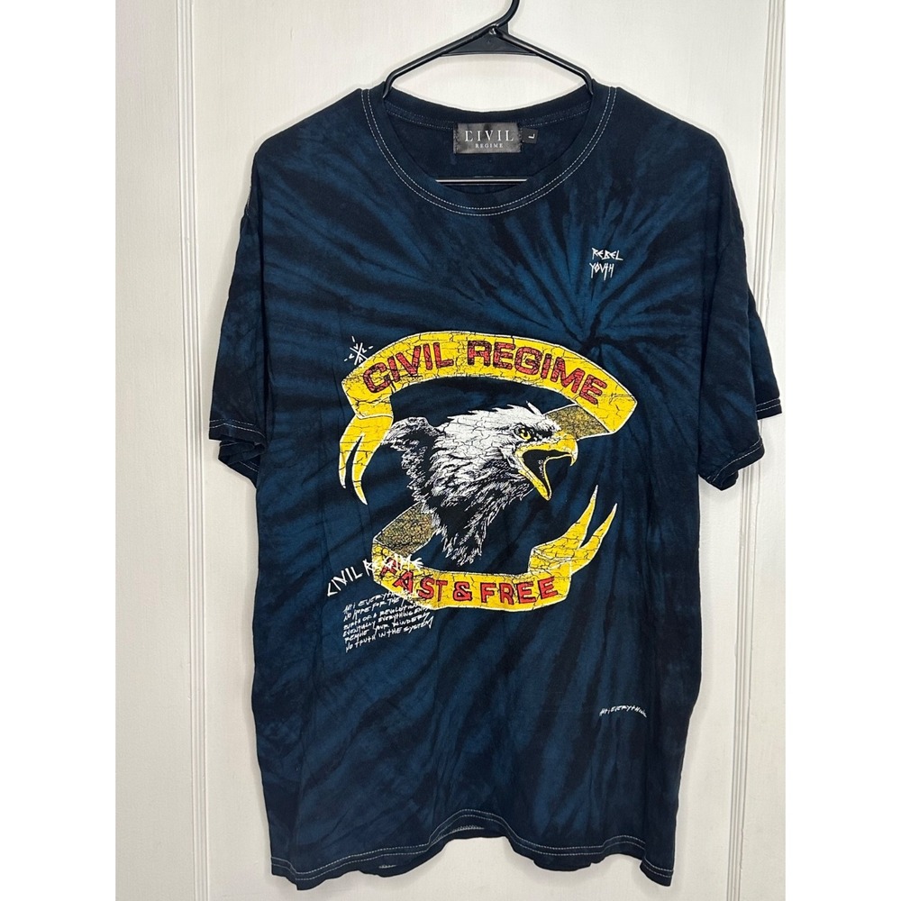 Civil Regime Size L Eagle Rebel Youth‎ Anti-Everything Black Tie Dye T-Shirt
